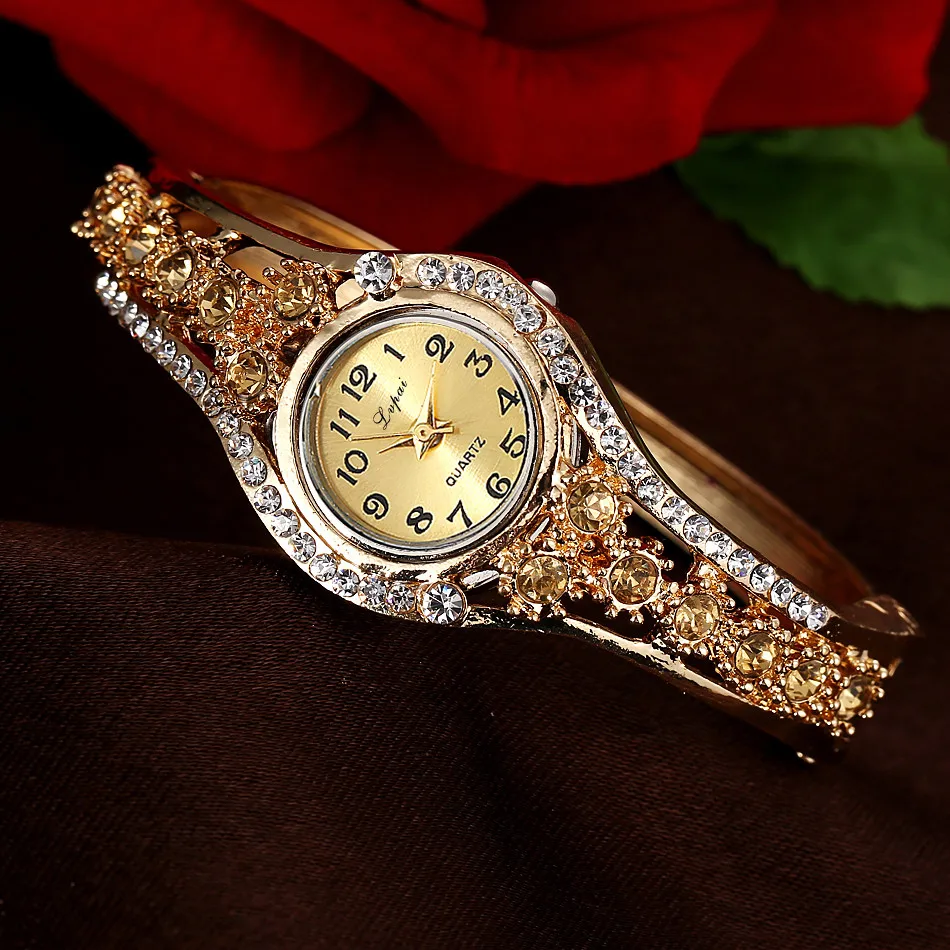Relojes de lujo con diamantes de acero inoxidable para mujer, pulsera femenina, regalo