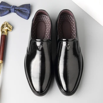 

British fashion mens wedding party dress genuine leather shoes slip on lazy shoe smoking slippers youth breathable summer loafer