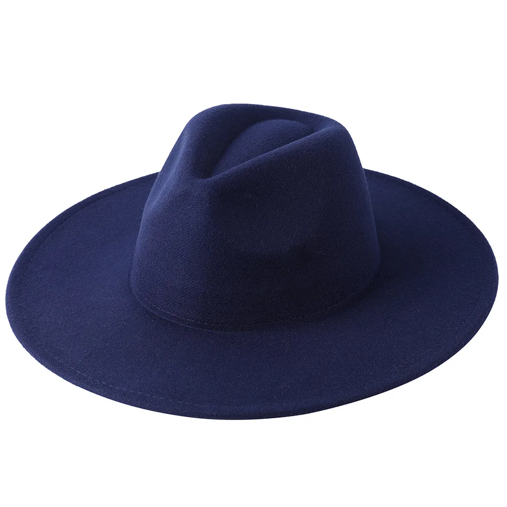 New Wide Brim Fedora Hat Women Men Wool Felt Hats Gentleman Elegant Lady Winter Jazz Church Panama Sombrero Cap stingy brim hat Fedoras