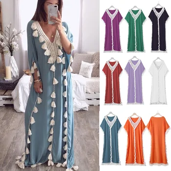 

clothing UVRCOSclothing UVRCOS 2020 Summer New Dress Solid color long sleeve dress fringed dress