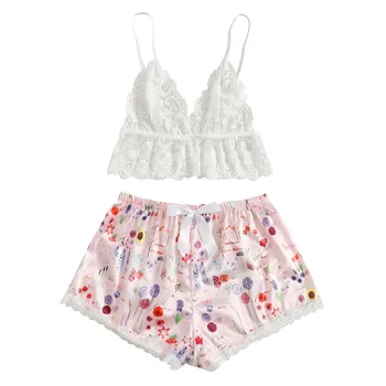 

New Sexy Lace Lingerie Silk Underwear Sleepwear Underwear Pajamas Satin family christmas pajamas 2020 camison sexy mujer Y1