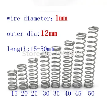 

10pc wire diameter 1mm OD12mm Micro Small Compression spring 304 stainless steel feeder spring anti corrosion extension springs