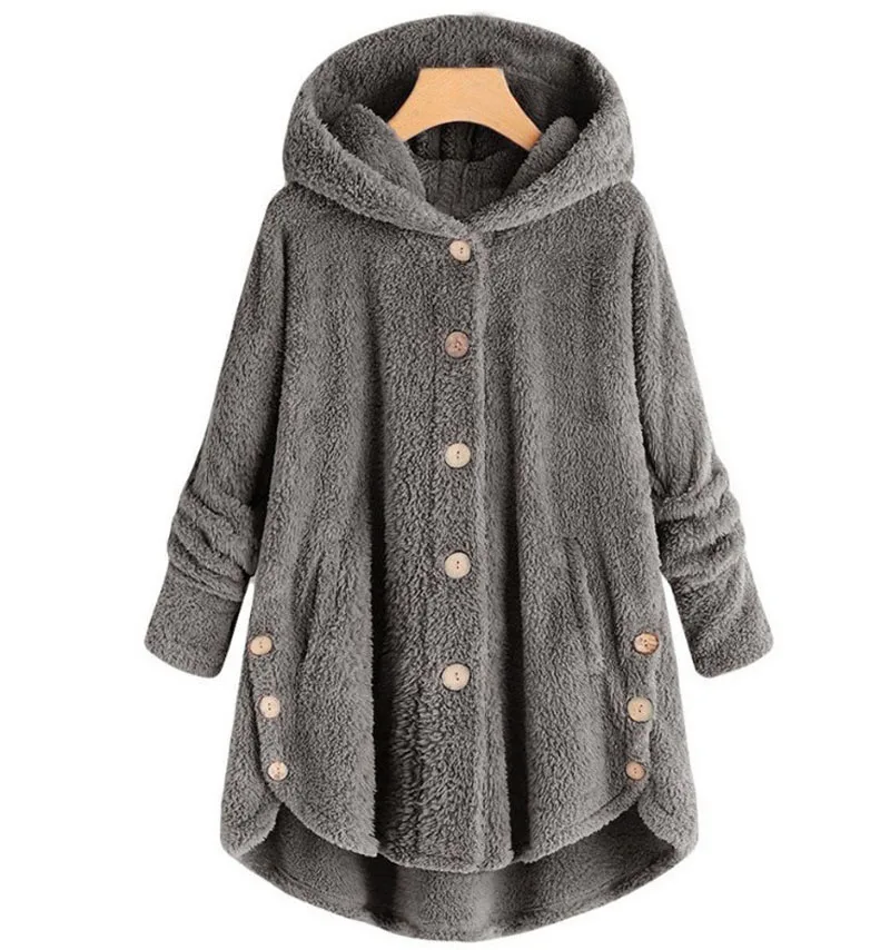 Для женщин теплый, зимний, флисовый пальто с капюшоном верхняя одежда длинная куртка плюшевая одежда женский худи S-5XL свитшот большого размера для женщин