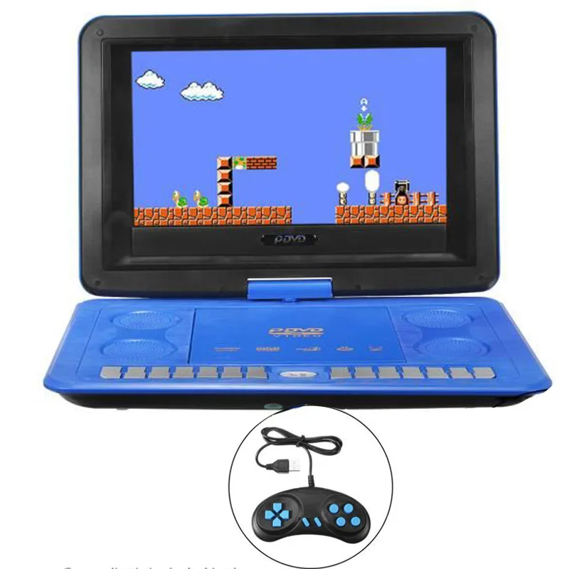 

13.8 Inch Rotatable HD Screen DVD Video Game Player Notebook TV With Gamepad Disc TV Antenna Remote Controller EU Plug Charger