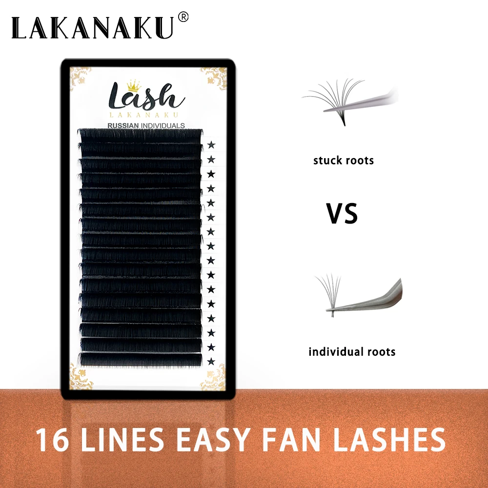 

NEW arrived 16lins / tray easy faning lashes easily create 2D-10D fansmink hair fast fan lashes automic fan