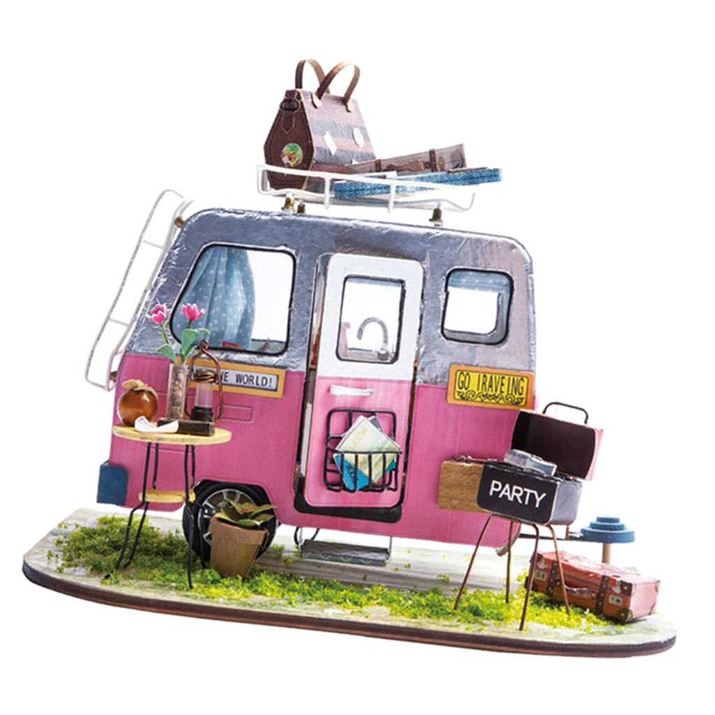 1/24 Dollhouse 3D Wooden Room Kit Miniature Travel Truck House Model to Build - Birthday Gifts for Kids