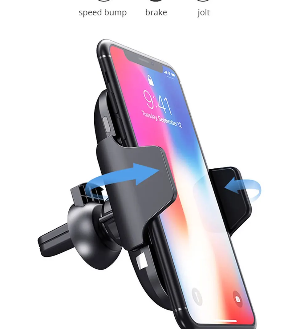 10W Qi Wireless Car Charger for IPhone Xs X Samsung S10 S9 Millet Fast Wireless Automatic Fastening Car Phone Charging Stand