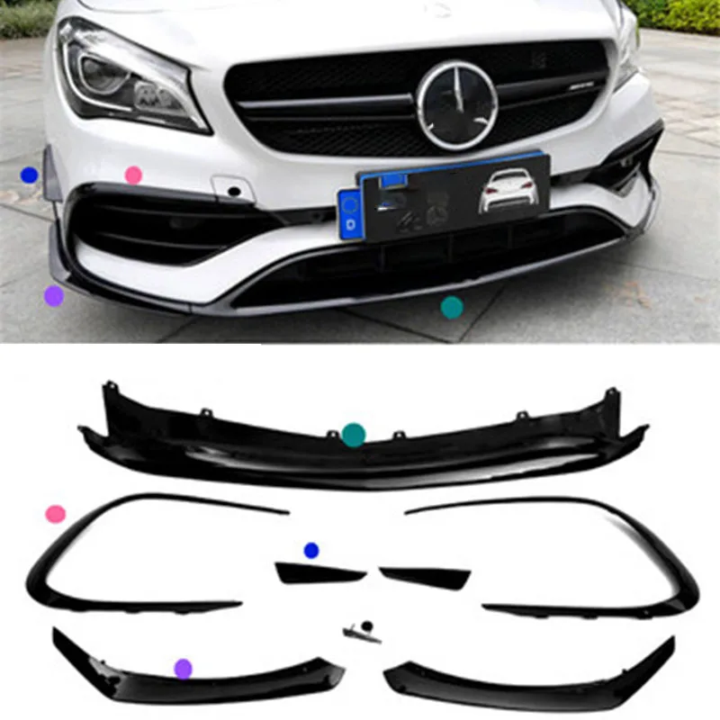8 шт. для Mercedes Benz CLA Class CLA45 AMG Sports Version 2016 2018 глянцевый черный передний бампер