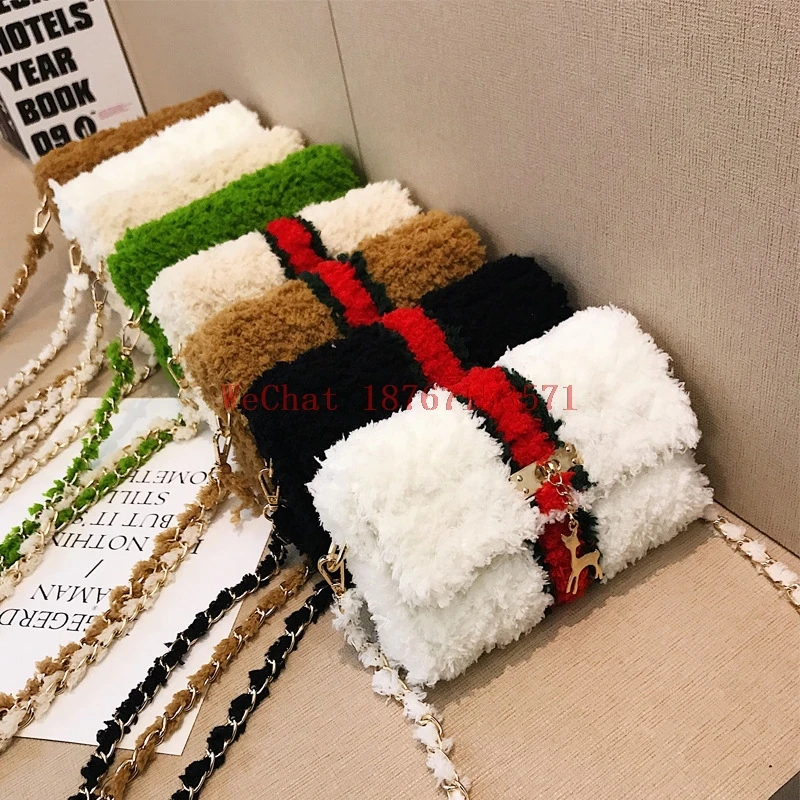 

Diy Hand-woven Wool Material Package Bag Handbag New Grid Plate 2019 Made Winter Fashion Messenger Bag