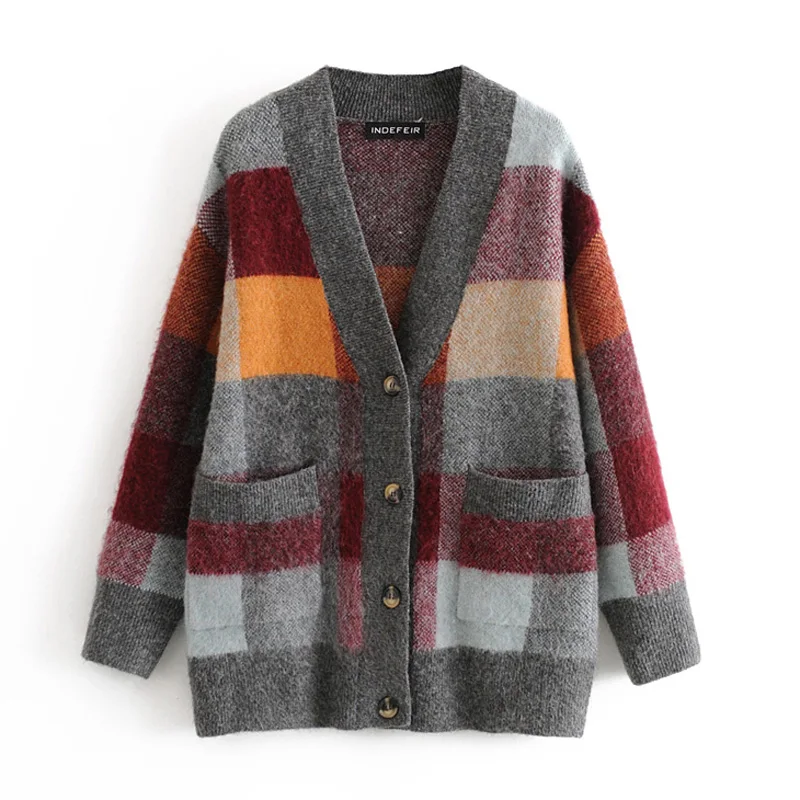 

Elina V Neck Sweaters Women Fashion Casual Single Breasted Sweater Women Elegant Pockets Long Sleeve Sweaters Female Ladies AG