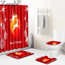 Zeegle Merry Christmas занавеска для душа моющийся туалет коврик для ванной Противоскользящий душ влагопоглощающий коврик набор ковриков для ванной