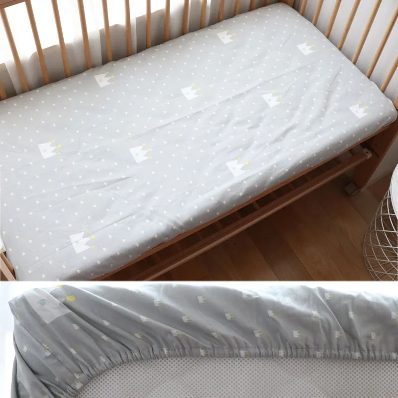 100% Cotton Crib Fitted Sheets With Elastic Band Baby Aldult Mattress Covers Printed Newborn Infant Bedding Set Kids Cot Sheet 2