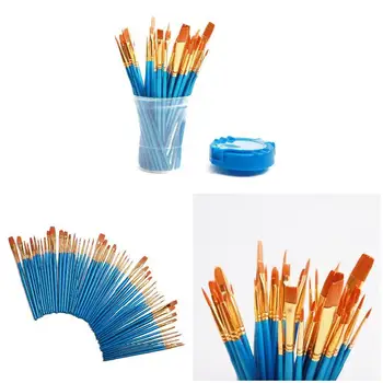 

10 Pieces Children's Paint Brushes Blue Round Pointed Tip Nylon Hair Brush Set Drawing Watercolor Pen 113