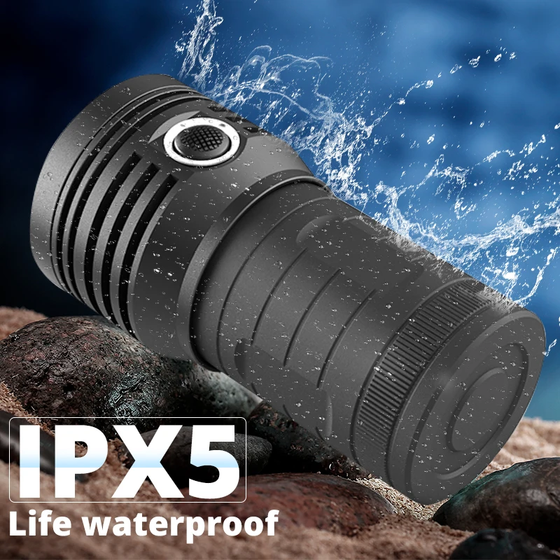 Ультрамощный светодиодный фонарик 3 * XHP90 10400 мАч XHP70 четырехъядерный XHP50