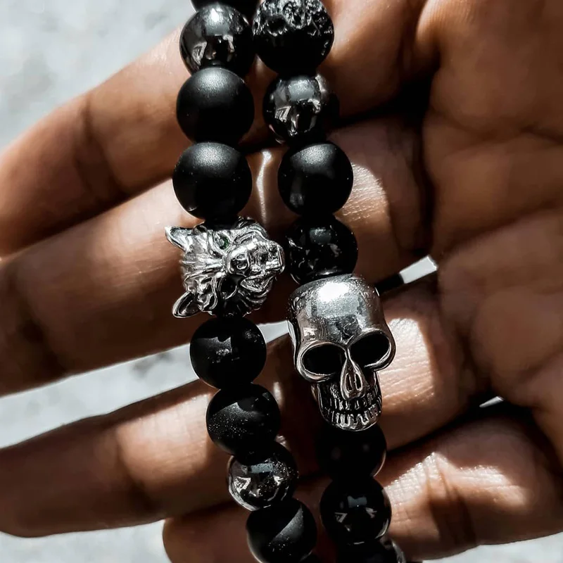 

Matte Stone Beads WOLF Bracelet For Women Handmade Pulseira Men Jewellery mens Accessories Friends Gift Armband Heren 2019