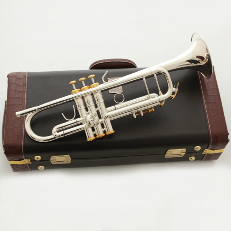 MFC Bb Trumpet LT197S-100 Silver Plated Gold Keys Music Instruments Profesional Trumpets Mouthpiece Accessories With Case | Спорт и