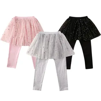 

Star Mesh Tulle Tutu Skirt Kid Baby Girls Pants Stretchy Bottoms Trousers Lace Leggings Autumn A Line Pricess Sequin Skirts 2-7Y