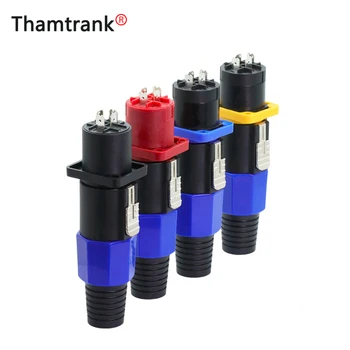 

5Sets/lot 4 Pin Speaker Power Amplifer Connector Male Plug+Female Panel Mount 4Pole AC Power Plug for Loudspeaker Cable