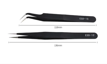 

ESD Antistatic Tweezers Tool Set High Precision Tip Curved Straight Tweezer Stainless Multifunction Nipper Repair Eyel Tool Kit