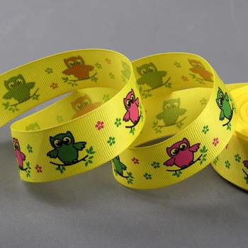 

Rep ribbon Art Pattern "Owls", 25 mm, 22 ± 1 m, yellow