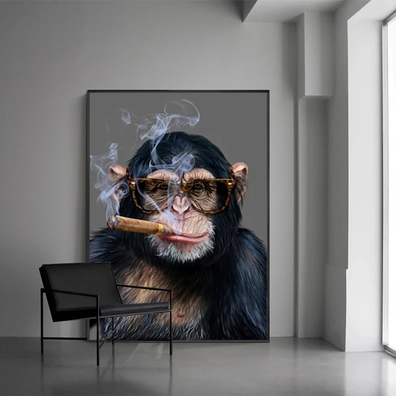 Modern-Animal-Art-Smoking-Monkey-Canvas-Painting-Wall-Art-Posters-Prints-Wall-Pictures-for-Living-Room (3)