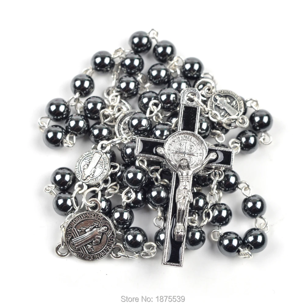 Четки из гематита чистый Бенедикт|saint benedict|rosary beadsrosary saints |