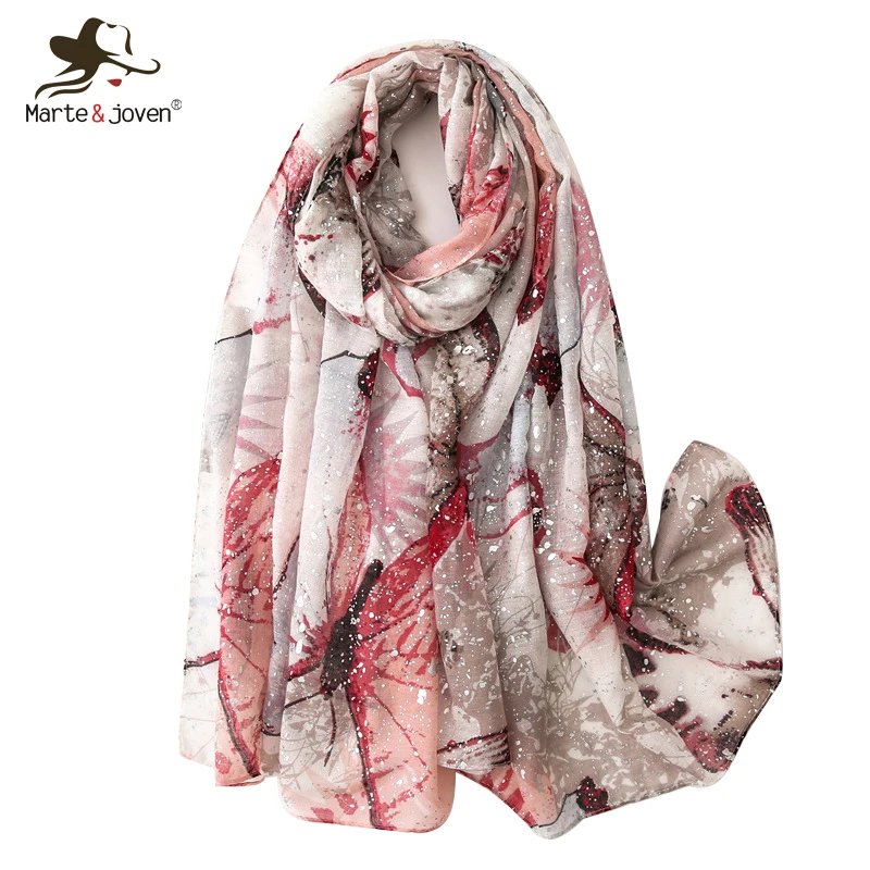 

Marte&Joven Women Elegant Butterfly Voile Spring Scarf Romantic Beach Sunscreen Pashmina Wrap for Female Long Bandana Hijab