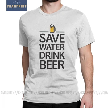 

Funny Save Water Drink Beer T-Shirts Men Pure Cotton T Shirts Bar Alcohol Ale Drink Short Sleeve Tees Original Clothes