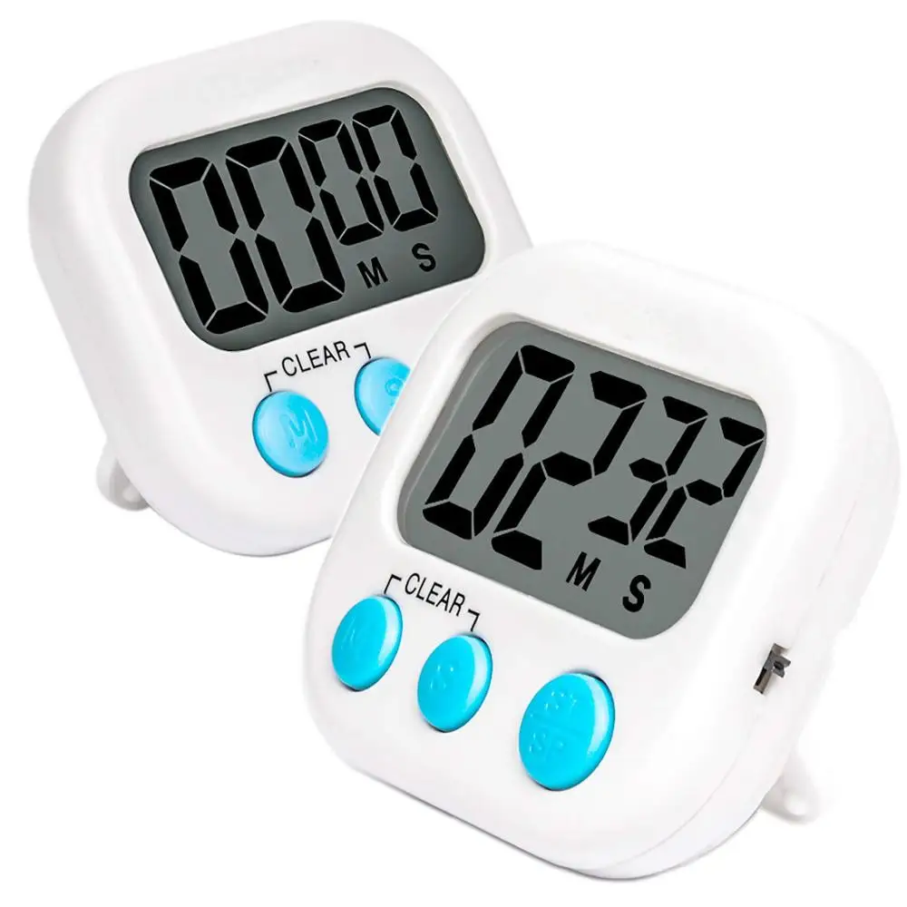 

2 Pack Digital Kitchen Timer, Big Digits, Loud Alarm, Magnetic Backing, Stand, for Cooking