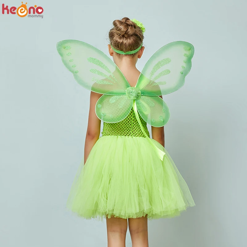 dramático Maestría heroico Disfraz de campanilla de flores verdes para niños, tutú de fantasía de  Halloween con alas de Hada, disfraz de fiesta de cumpleaños, Cosplay| | -  AliExpress