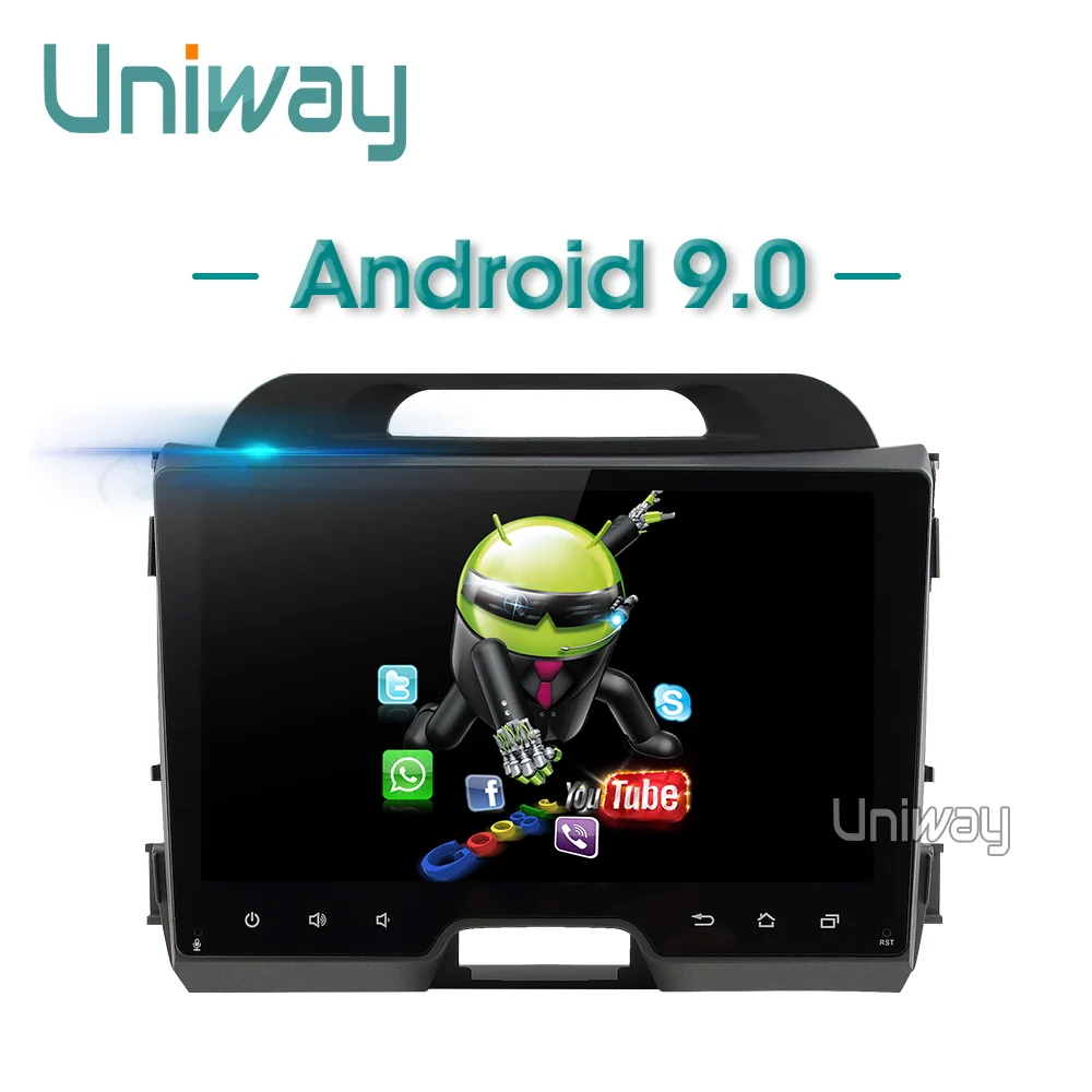 Uniway AZP9071 android 9,0 автомобильный dvd для kia sportage 2009 2011 2012 2013 автомобильный Радио gps навигация с рулевым колесом