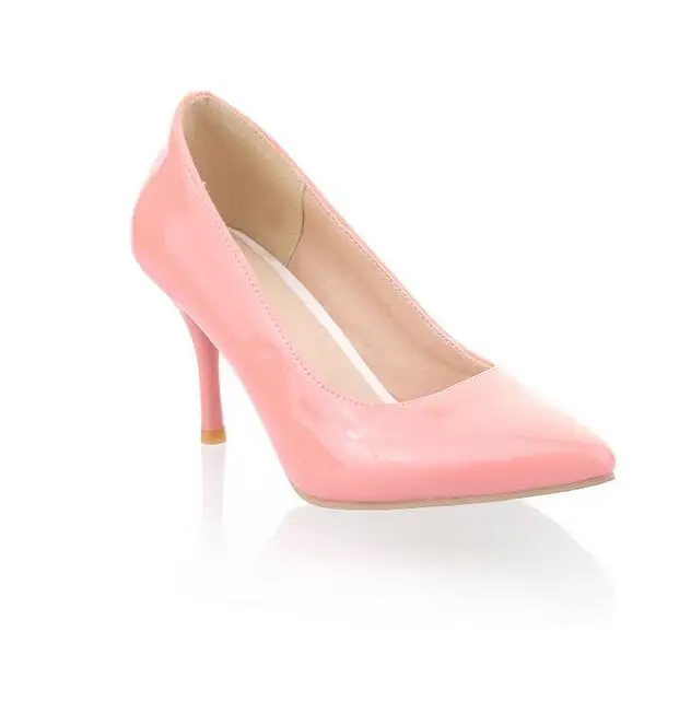 pink Женские модные офисные туфли с заостренным мысом на высоком каблуке женские туфли для вечеринки модные свадебные туфли на высоких каблуках большие размеры 34-47 QKP0016B - Цвет: pink