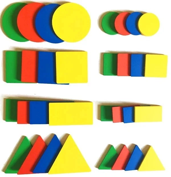 

Wooden Attribute Block Color/Shape/Size/Thickness Comparison Autism/Autism Card/Teaching Aids