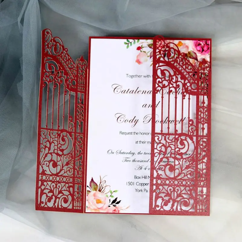  20 Pcs European Style Wedding Invitation Cards Hollow out Cover Pocket Supply - 4.0005E+12