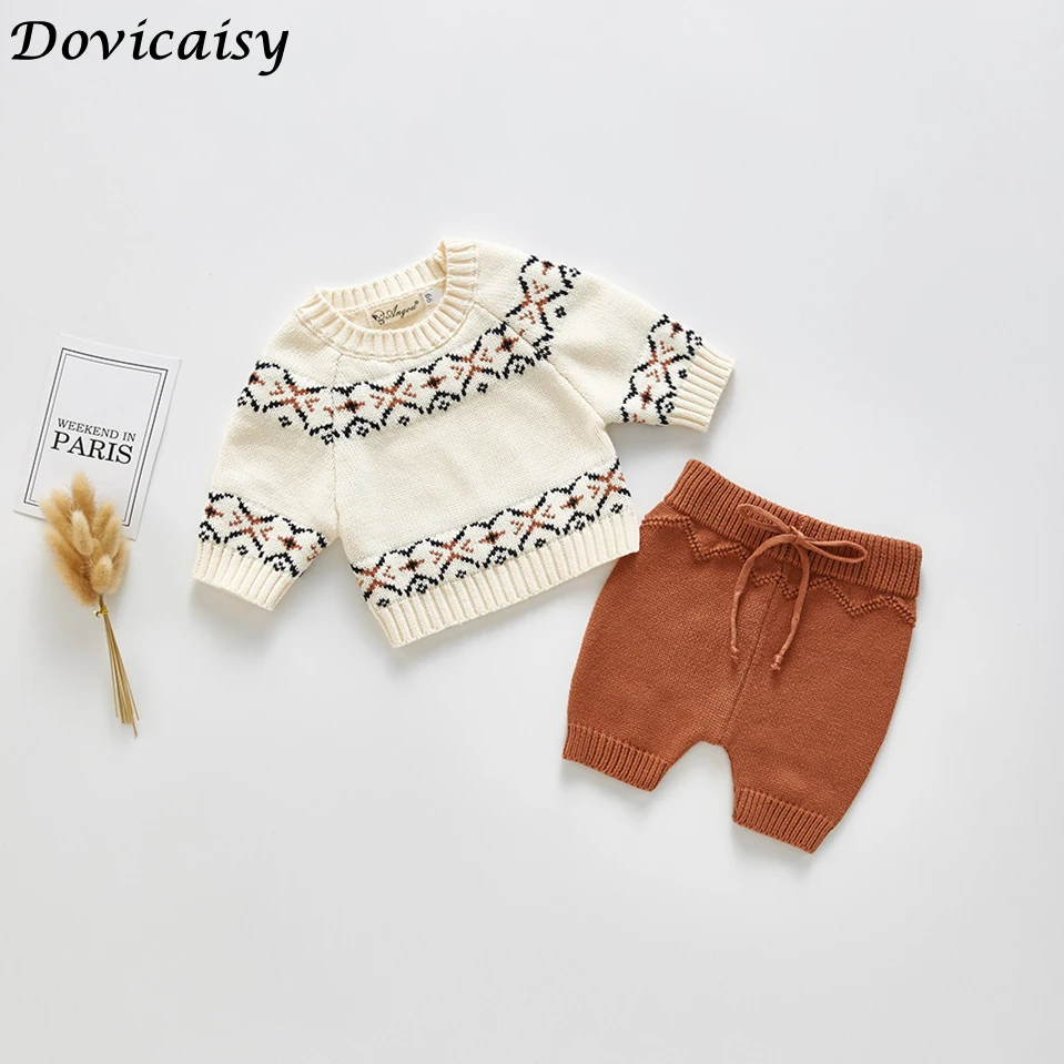 Комплект одежды для мальчиков зимний хлопковый трикотажный винтажный с длинным