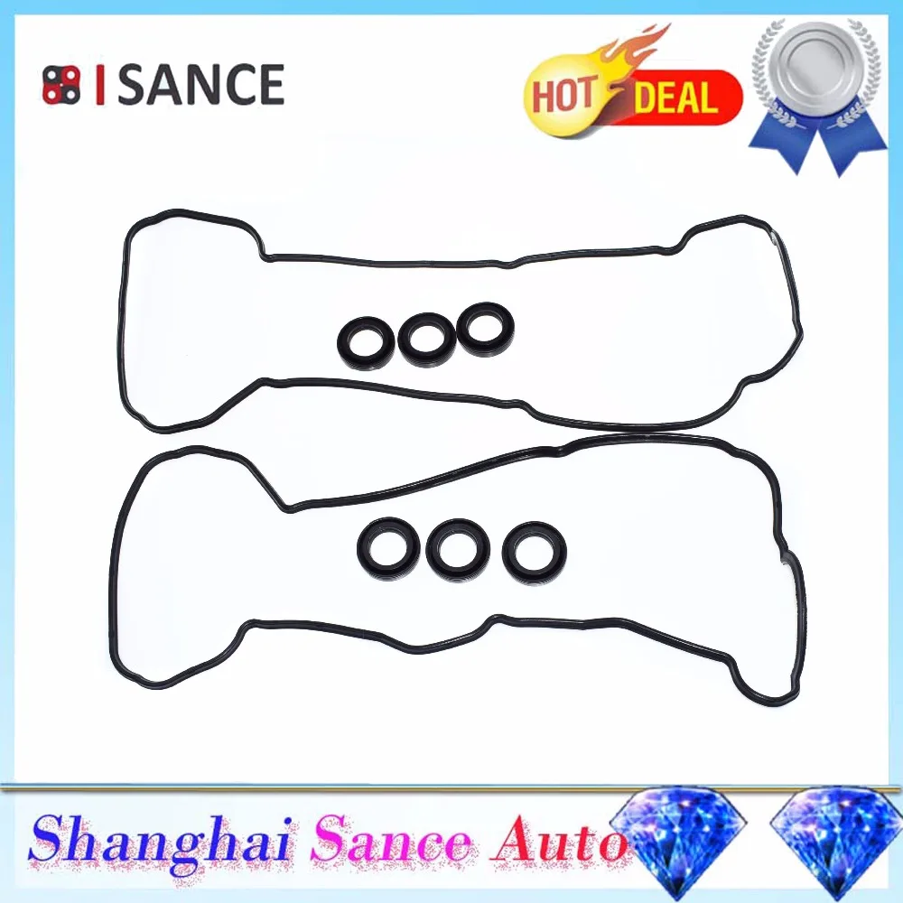 Isance Engine Valve Cover Gasket Seal Left Right & Spark Plug Tube