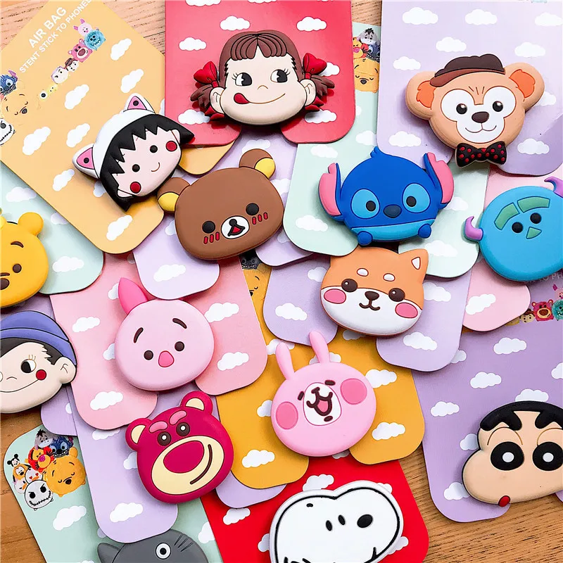 

Cartoon Round Mobile Phone Holder with Anti-Drop Extensible Airbag Stand Bracket Mount For Samsung S10 S9 S8 Plus