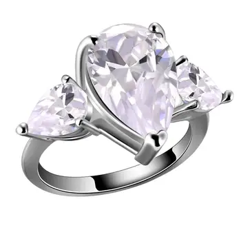 

HIBRIDE New Fashion AAA Cubic Zircon Rings Unique White Color Water Drop Shape Rings for Women Fashion Jewelry R-241