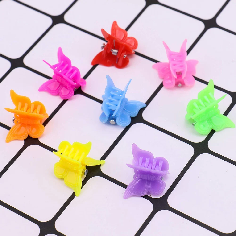 100Pcs Kids Candy Color Butterfly Hairpins Bangs Clips Barrette Hair Accessory