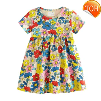 

Jumping Meters Princess Girls Flowers Dresses Knitted Tutu Baby Dress Girls Clothes New Kids Frock Short-Sleeve Child Dress