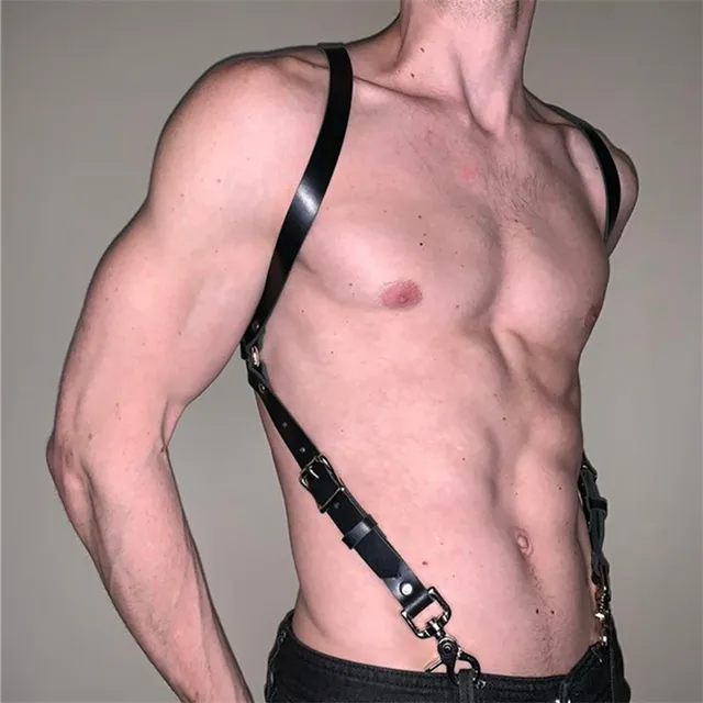 Fetisch Männer Brust Leder Top Einstellbar Gürtel für BDSM Bondage 4
