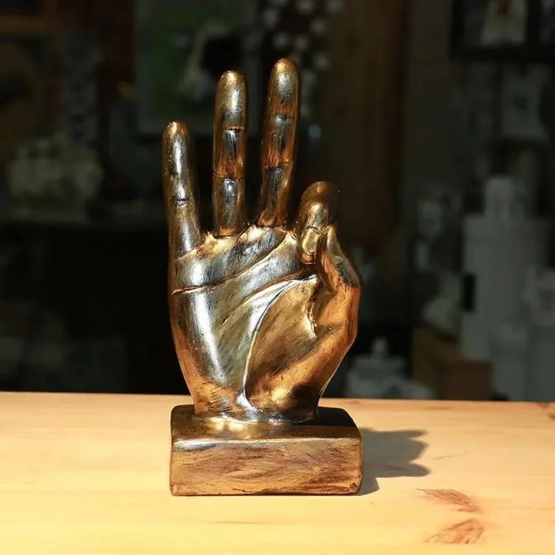 C 8X7X18CM Thumbs-up Version OK Hand Signal смола статуя креативный бар KTV настенные завесы домашняя статуя настольное украшение ремесло X3309 - Цвет: C 8X7X18CM