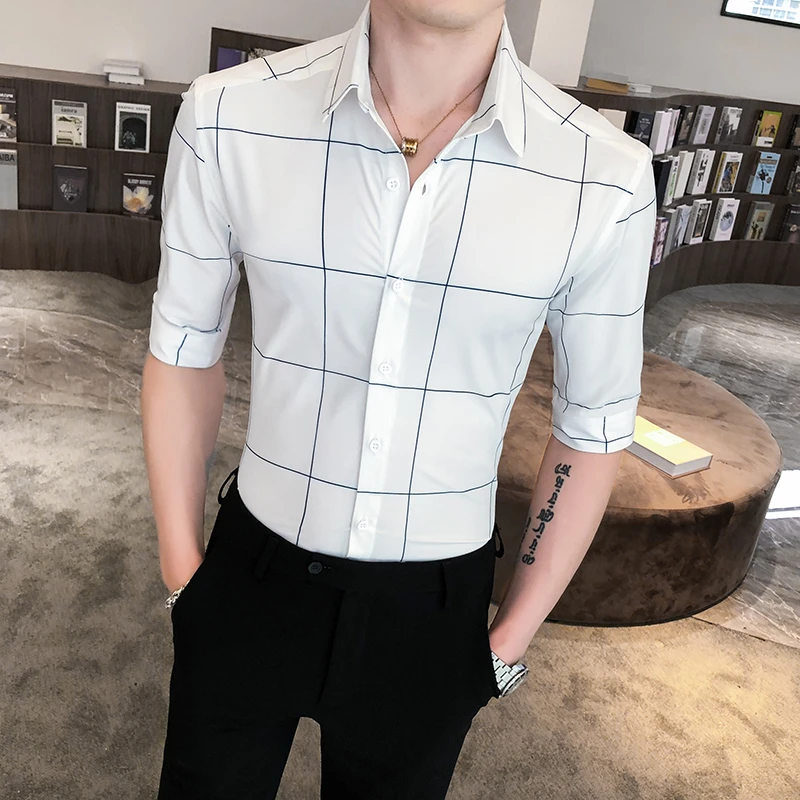HongMong Fashion Mens Short Sleeve Camouflage Shirts Casual Formal Slim Fit Shirt Top 