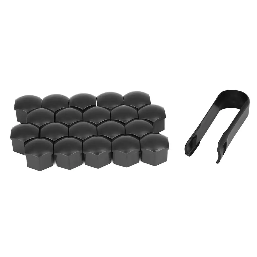 20pcs 17mm White Plastic Wheel Lug Nut Bolt Cover Caps With Removal Tool For Car uxcell