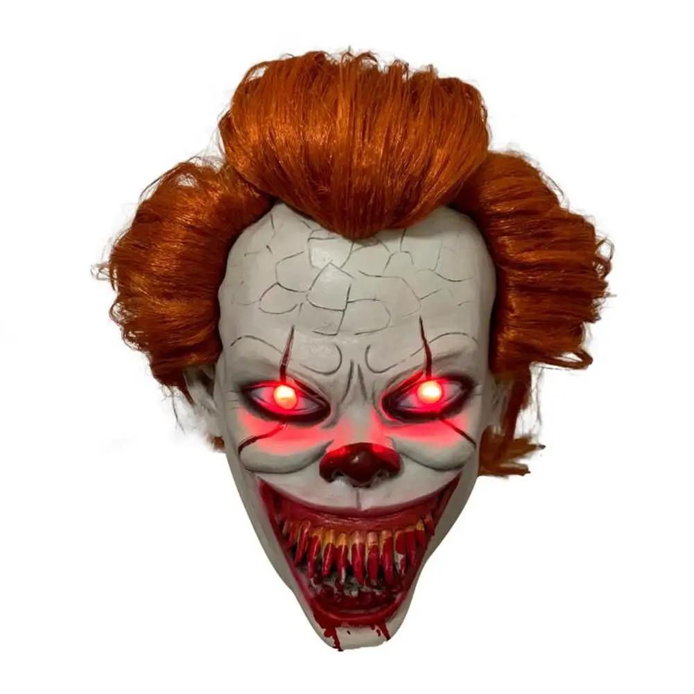 

New Stephen King's It Mask Pennywise Eyes Glow Red Horror Clown Joker Mask Clown Mask Halloween Cosplay Costume Props for Party