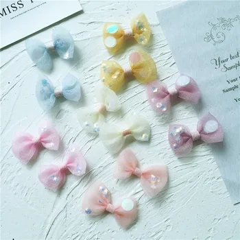 

3cm 15pcs/lot sequin mesh bowknot for DIY handmade Hair clip accessories without clip on the backside
