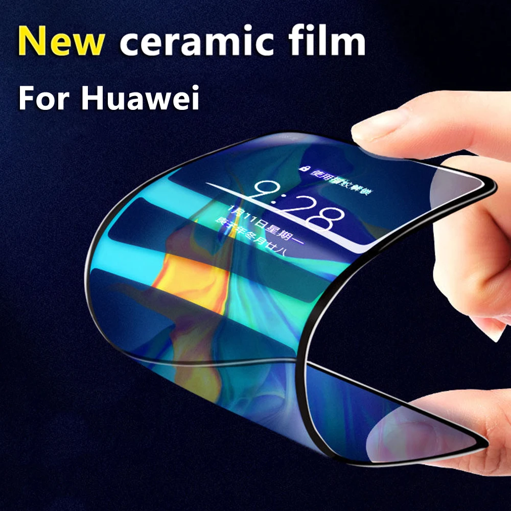 Керамическая Защитная пленка для Huawei P40 lite P30 P20 Honor 20 10 9X 9A 8X 30S полное покрытие