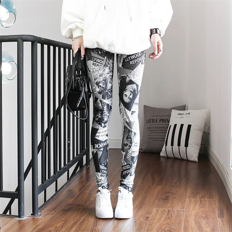 CUHAKCI Leggings Trousers Fitness Pants Stretch Digital Print Push-Up Workout Colorful