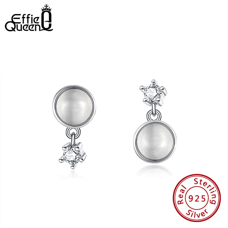 Effie queen 925 пробы серебряные серьги-гвоздики для женщин AAAA кубический циркон модные серьги, украшения вечерние подарок BE206