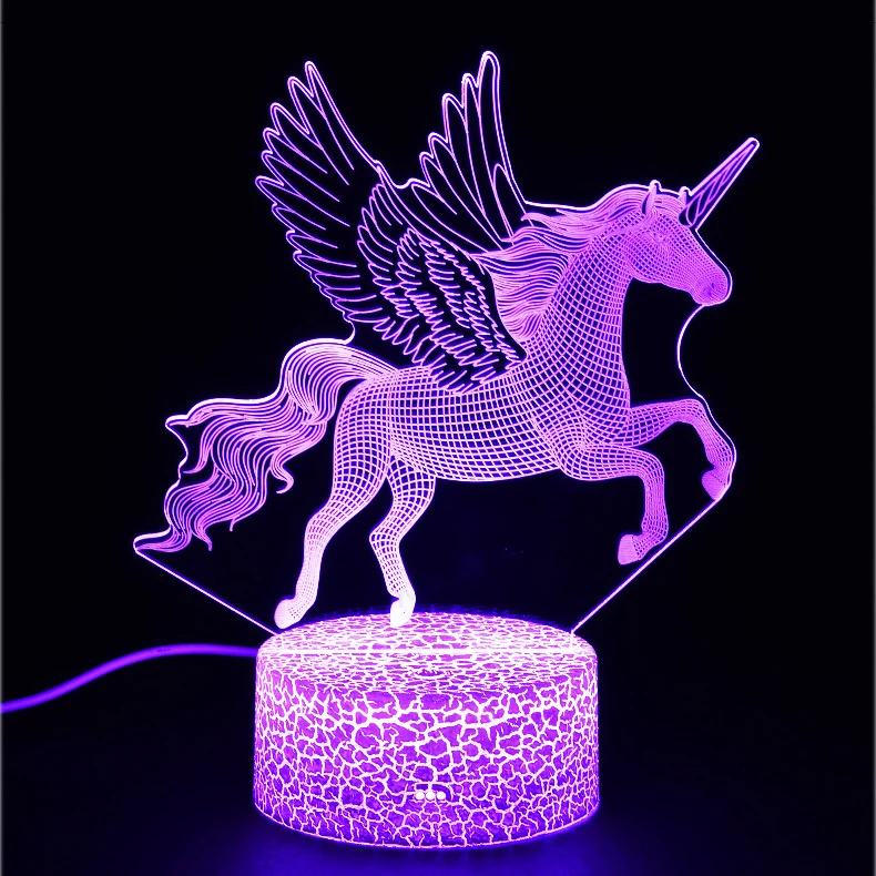 Серия Единорог Красочные Креативные животные модель лошадь 3D свет LED маленький ночник подарок настольная лампа визуальный свет Серия Единорог Красочные Креативные животные модель лошадь 3D свет LED маленький ночник подарок настольная лампа визуальный свет